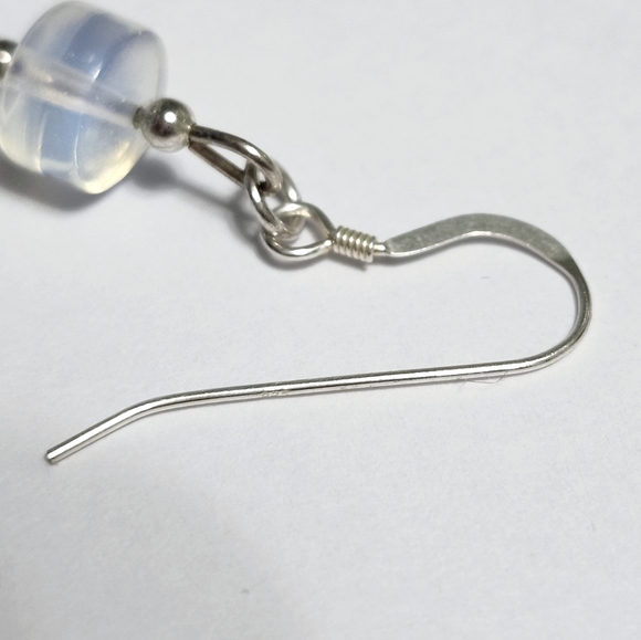 Silver Opalite Hematite earrings 2.25" - Picture 9 of 9